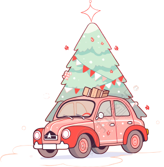 圣诞树和车高清图形素材