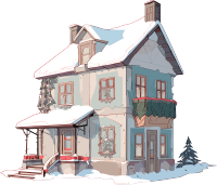 雪地小屋商业插画素材设计