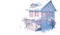 雪地小屋商业插画素材