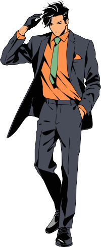 复古男生西服套装插画