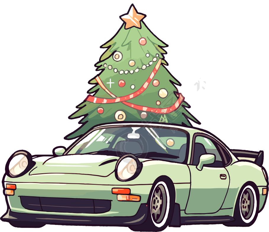 圣诞树和车创意设计素材