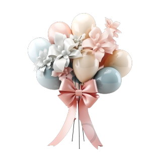 3D气球精美蝴蝶结插画