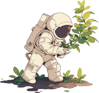 宇航员和植物商业素材