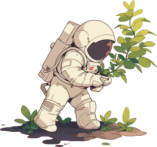 宇航员和植物商业素材