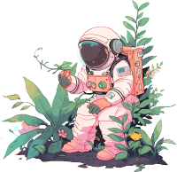 宇航员和植物商业设计素材