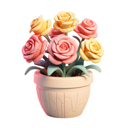 3D玫瑰花盆高清图形素材