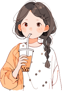 喝奶茶的女生创意设计插画