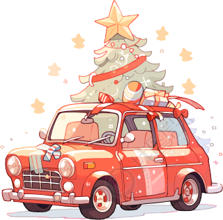 圣诞树和车商业设计元素