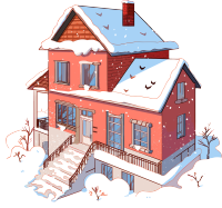 雪地小屋透明背景插图