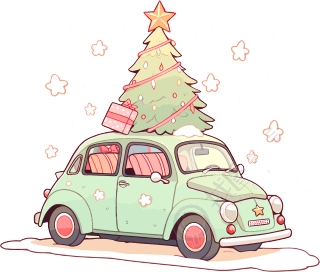 圣诞树和车PNG高清素材