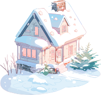 雪地小屋创意插图设计