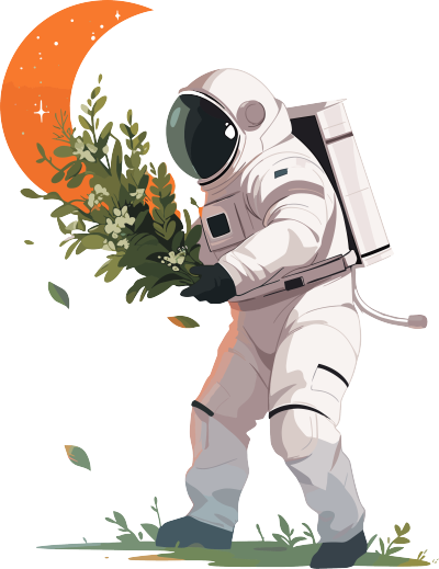 宇航员和植物高质量插图