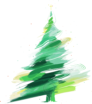 圣诞树抽象笔触插画素材