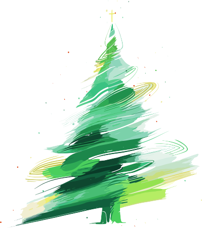 圣诞树抽象笔触插画素材