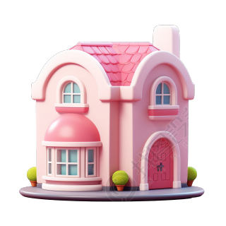 3D粉色小房子设计元素