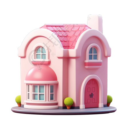 3D粉色小房子设计元素