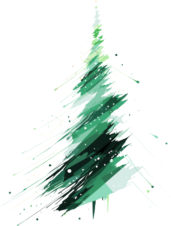 圣诞树抽象笔触透明背景素材