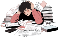 学生学习2D平面插图
