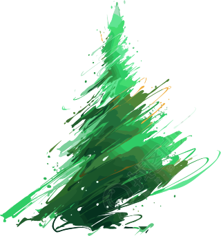 圣诞树抽象笔触插图设计元素