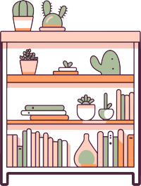 卡通书柜插画设计素材