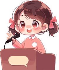 可爱小女孩演讲商业插图