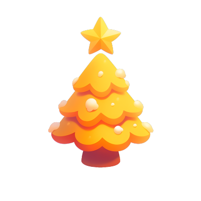 3D圣诞树华丽可爱插画