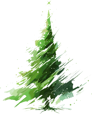圣诞树抽象笔触绿色插图