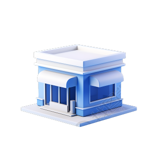 3D购物小店蓝色创意设计素材