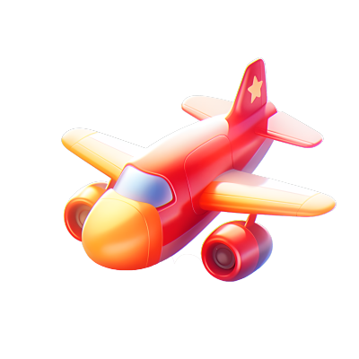 3D飞机卡通风格插画