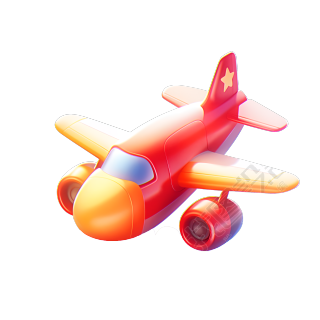 3D飞机卡通风格插画