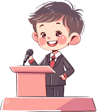 可爱小男孩演讲现场插画