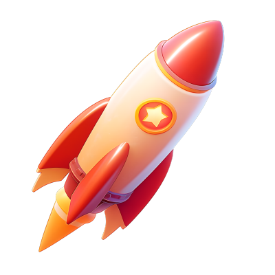 3D火箭卡通插图