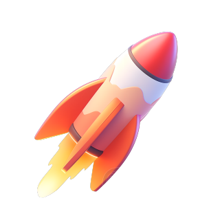 3D火箭红黄图标插画