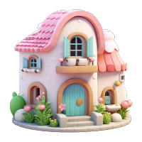3D粉色小房子插图