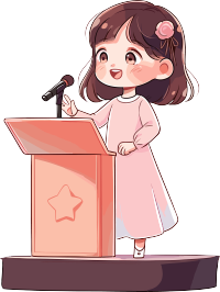 可爱小女孩演讲场景插画