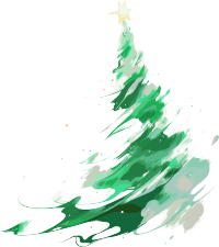 圣诞树抽象笔触绿色主题素材
