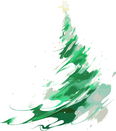 圣诞树抽象笔触绿色主题素材