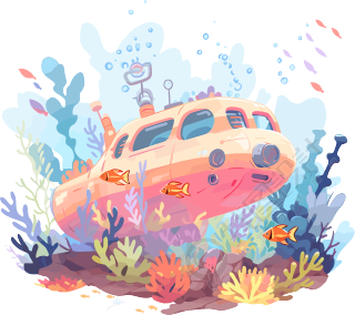 潜水艇珊瑚创意素材