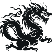 中国龙剪影PNG插画
