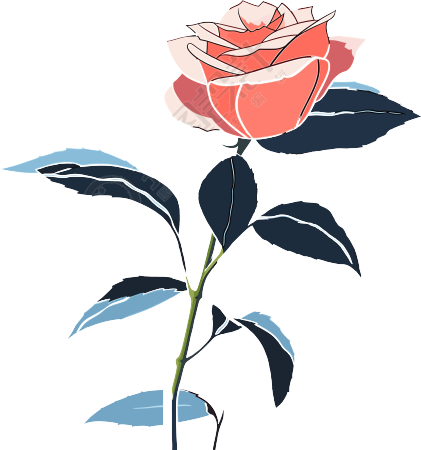 一朵玫瑰花商业插画