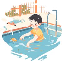 游泳男孩透明背景素材