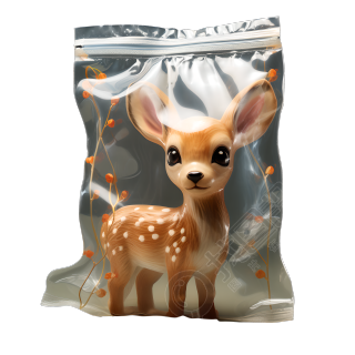 3D圣诞节可爱小鹿玩具透明包装素材