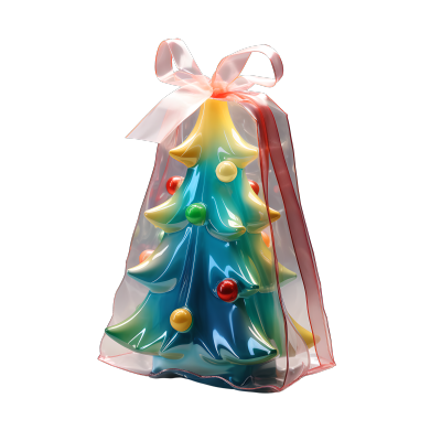 3D圣诞树透明包装插画