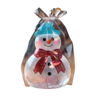 3D圣诞节可爱小雪人透明包装插画