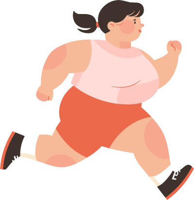 胖女孩跑步插画设计素材