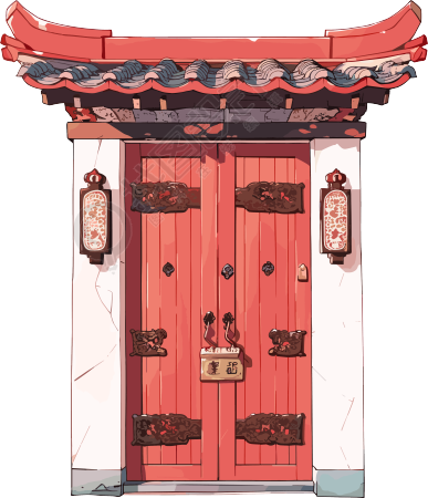 红色大门商业设计插图