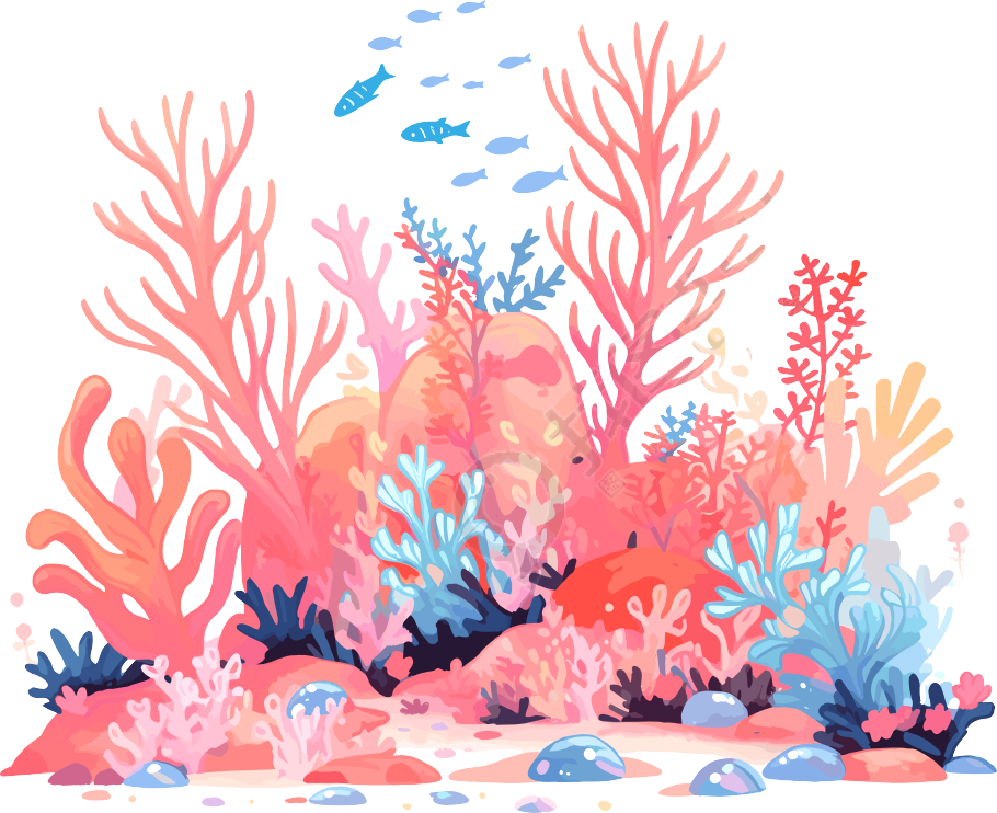 珊瑚儿童绘本风格素材