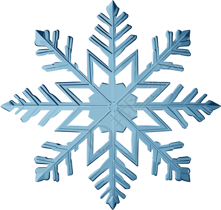 蓝色雪花简约插画