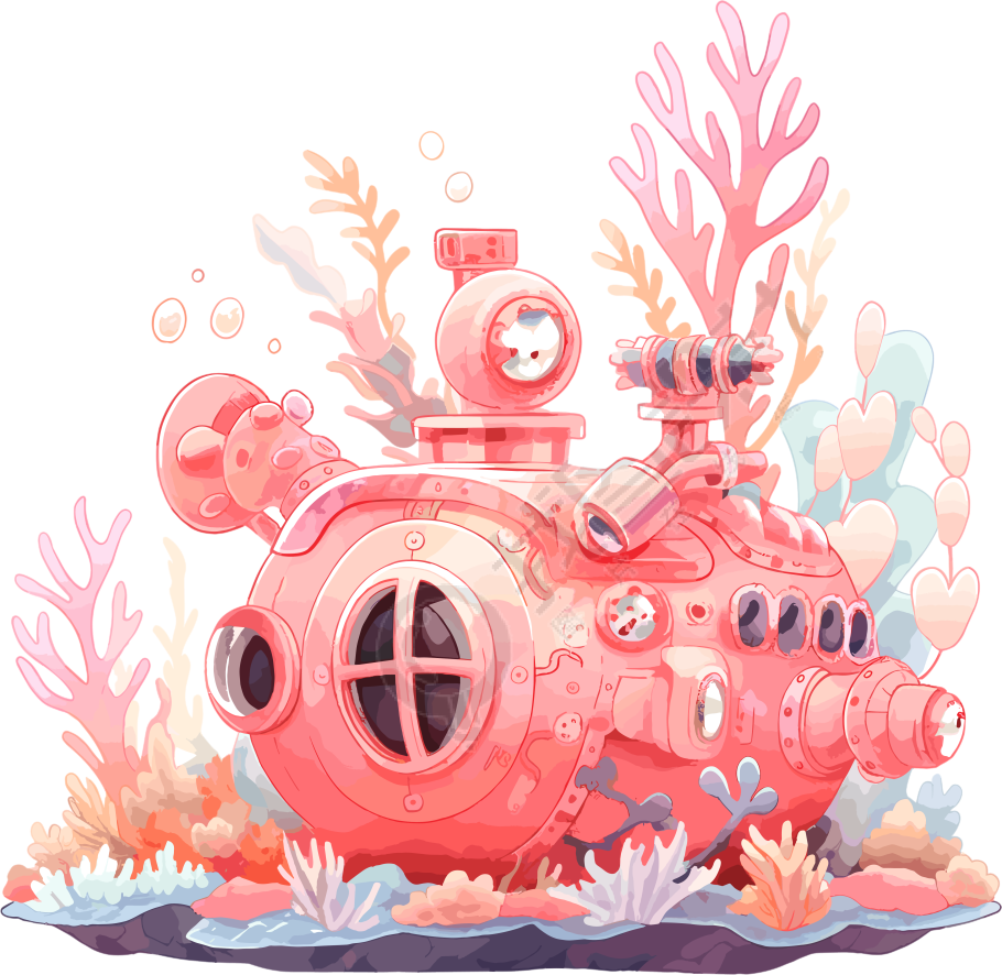 潜水艇珊瑚创意设计元素