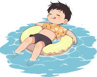 游泳男孩插图设计素材